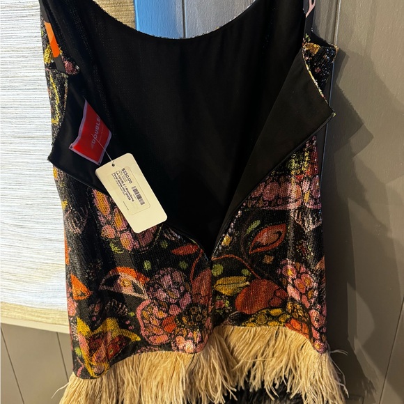 La Double J floral Sequin Dress with Feather Hem - Picture 5 of 8